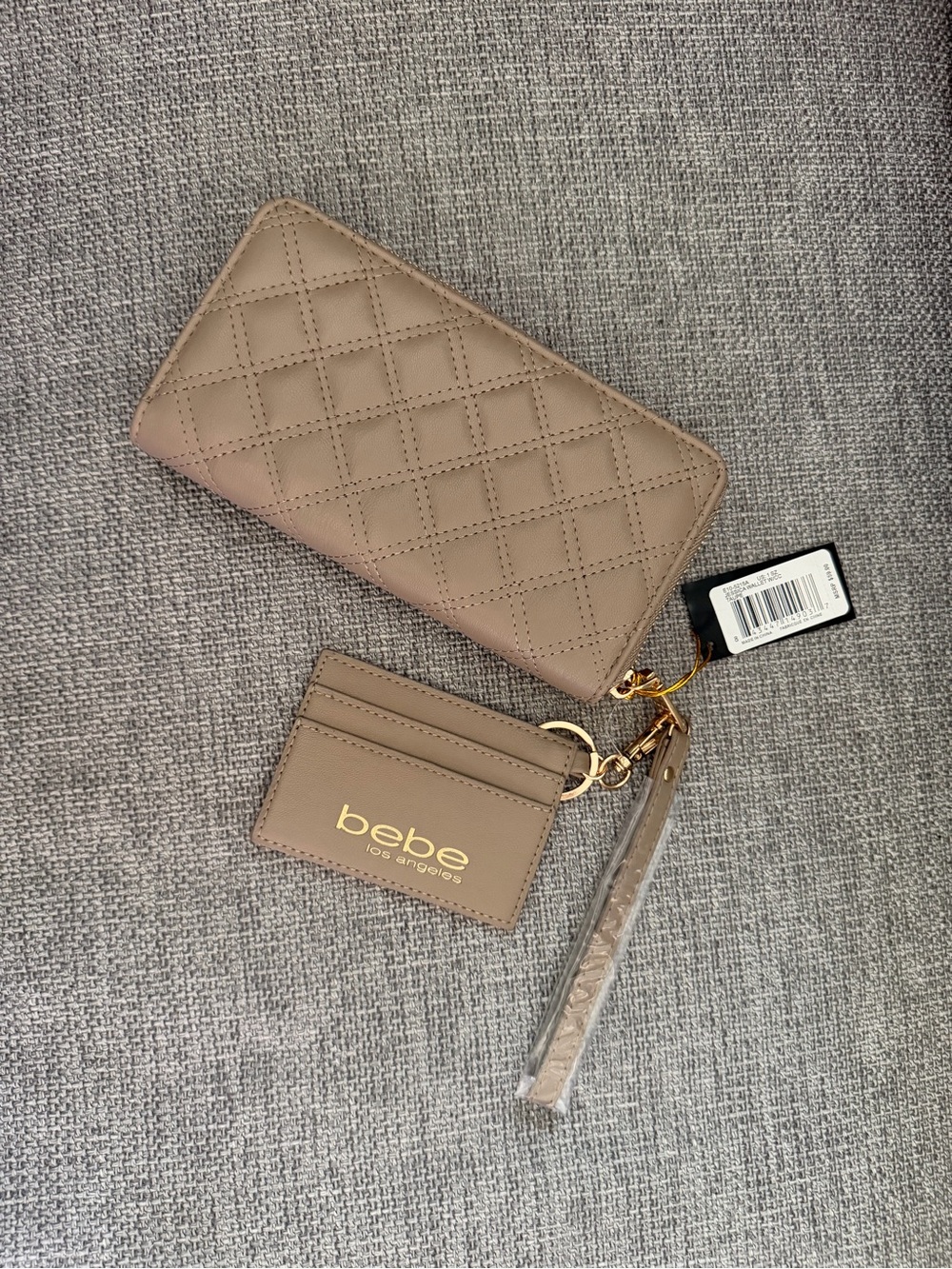 bebe Jessica Zip Wristlet Wallet in Taupe with Card Holder & Keyring Brand New - Picture 4 of 5